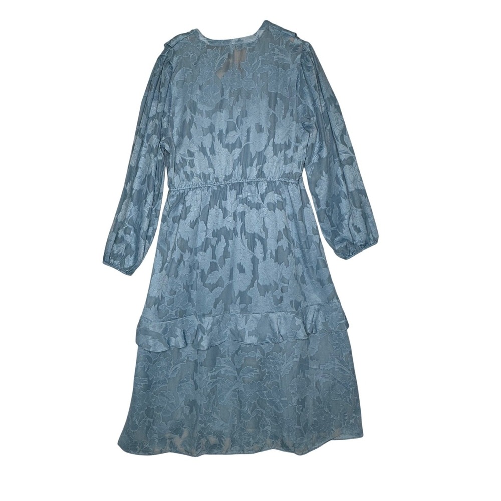 NWT Harlow & Rose Textured Floral Jacquard Tiered Midi Dress size XL Light Blue